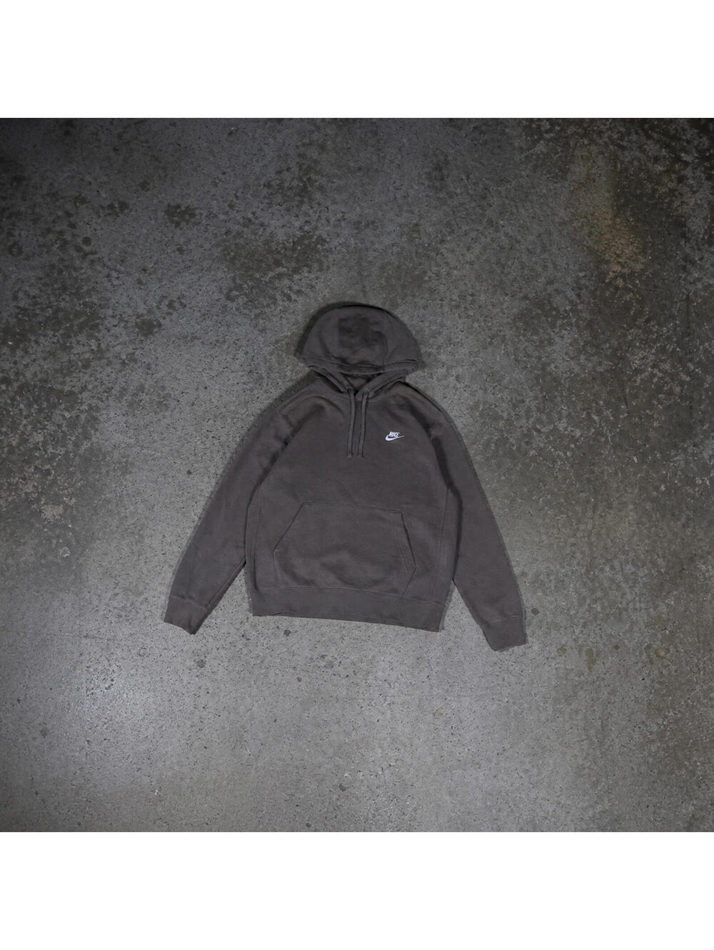 Nike Pullover Hoodie Mens Medium Brown Gray Embroidered Logo Fleece Sweatshirt